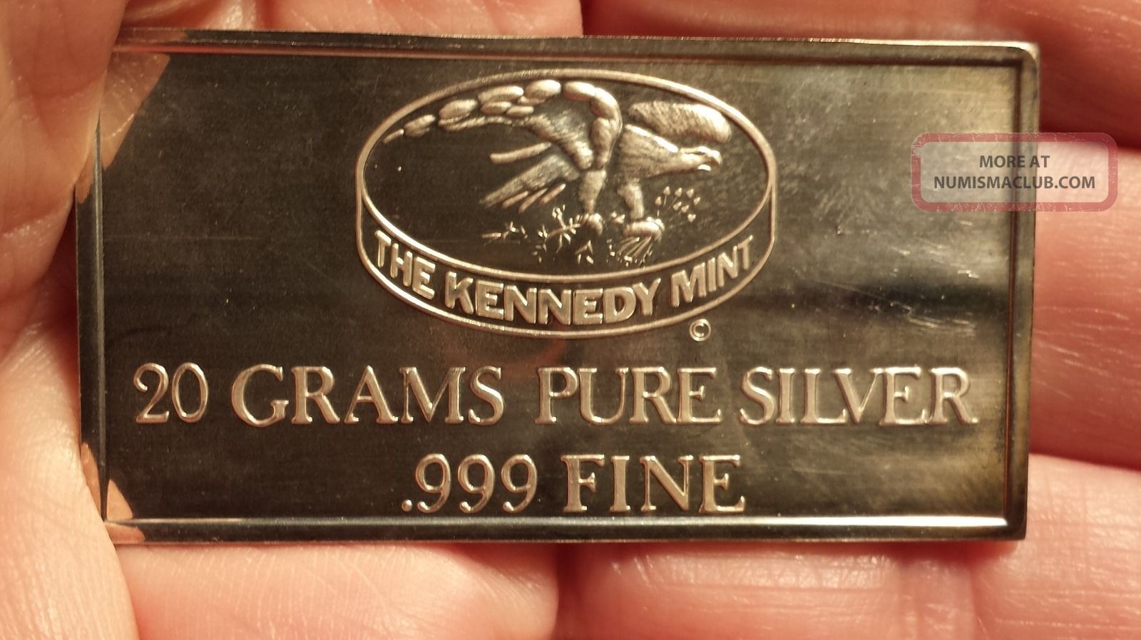 Kennedy 20 Grams Pure Silver. 999 Fine 4 Flags Silver Bar 20g
