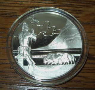 1976 Proof Sterling Silver 33 Gram Montana Franklin Medal 1 Oz Rare photo