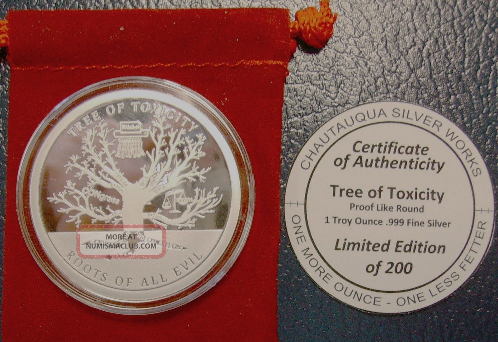1 Oz Tree Of Toxicity Silver Proof Like Round/new Release/limited