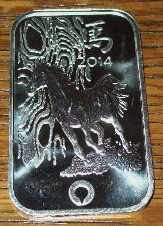 Rand Refinery Horse 1 Troy Oz.  999 Fine Silver Bar One Ounce Bullion Lunar photo