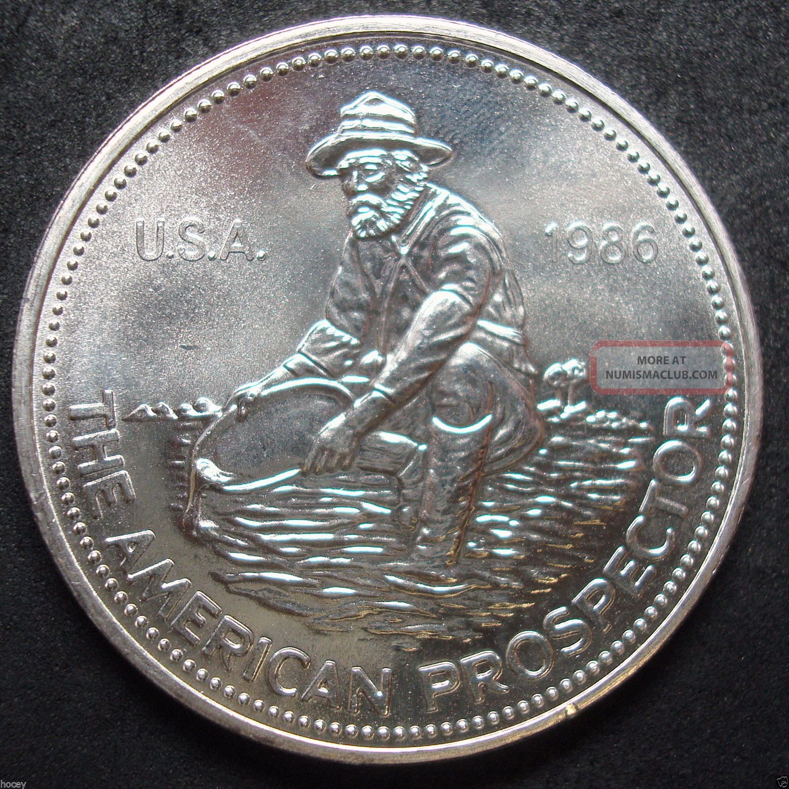1986 Engelhard American Prospector 1 Troy Ounce. 999, Fine Silver Round