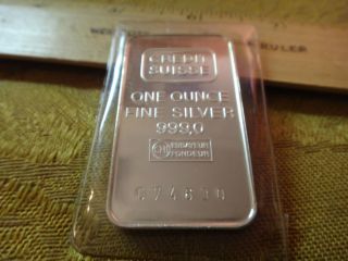 Credit Suisse 1 Ounce Silver Bar Serial 074630 S&h Usa photo