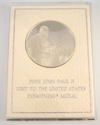 Pope John Paul Ii Sterling Silver Lmt Ed Franklin 20g Us Eyewitness Medal J photo