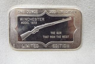 Winchester Model 1873 Pure 999 Silver Art Bar 1 Troy Oz Limited Edition photo