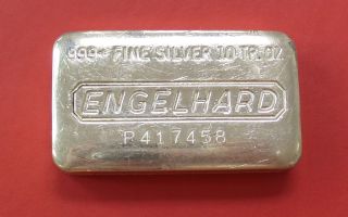 . 999 Fine Silver 10 Oz.  Engelhard 10 Troy Ounces Old Bar With Serial Numbers photo