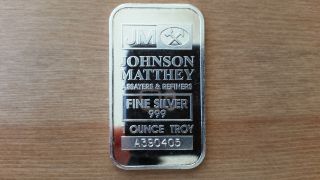Johnson Matthey 1oz One Ounce 999 Fine Silver Bar photo