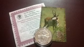 North American Big Game Slam Pronghorn Antelope 1oz 999 Silver Round W/coa photo