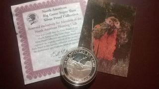 North American Big Game Slam White Tail Deer 1 Oz.  999 Fine Silver Round photo