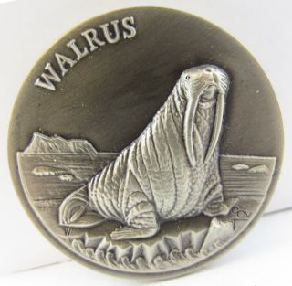Longines Endangered Wildlife Walrus Sterling Silver Medal - 1.  13 Troy Oz photo