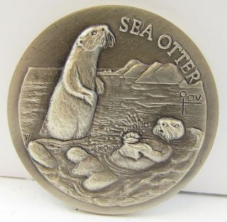 Longines Endangered Wildlife Sea Otter Sterling Silver Medal - 1.  13 Troy Oz photo