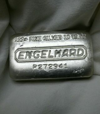 10 Oz Engelhard Silver Bar,  999,  Fine,  10th Series Of P Variety Sn P272941 photo