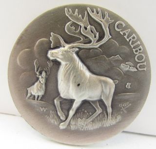Longines Endangered Wildlife Caribou Sterling Silver Medal - 1.  13 Troy Oz photo