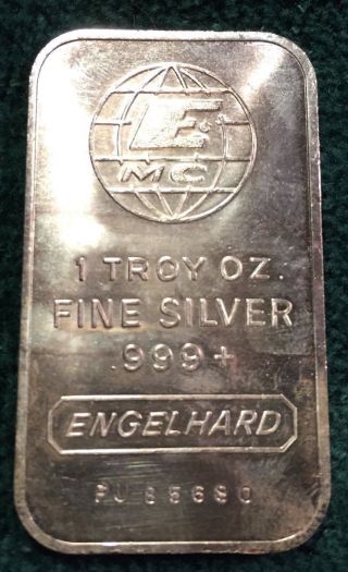 1 Oz Engelhard Silver Bar.  999 Fine photo