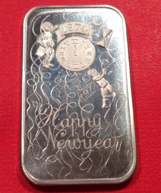 1974 Vintage Happy Year - Madison - 1 Troy Oz.  999 Fine Silver Bar/ingot photo