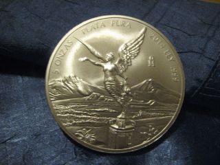 Silver Mexican Libertad Bu 5 Oz.  999 Fine Silver Coin 2014 photo