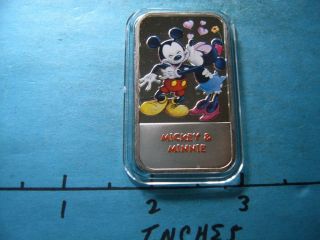 Mickey & Minnie Mouse Enamel Disney License 999 Silver Bar Rare Only 1 Ebay 3 photo