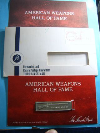 Winchester 1873 Rifle Gun Weapons Hall Fame Silver Bar Papers photo