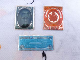 3 Unique Silver Stamps.  999 Fine Silver Over 1.  32 Oz. photo