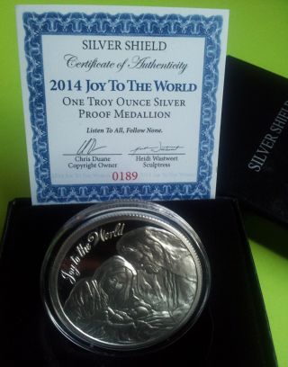 Sbss - Silver 1 Oz 2014 Joy To The World Proof - Silver Shield Series photo