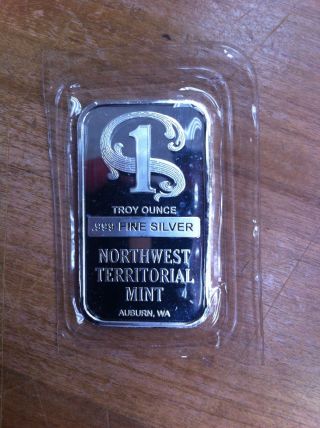 Northwest Territorial One Troy Ounce 99.  9 Silver Coin Bullion Ingot Bar photo
