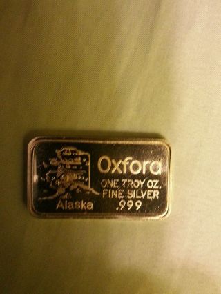 1 Troy Oz 0.  999 Fine Silver Bar - Oxford - Alaska Big Dipper On Back photo