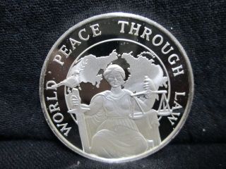 World Peace Through Law 20 Commemorative Silver Medal Franklin 1975 Ga8994 photo