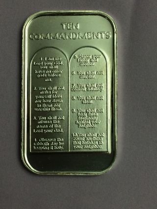 1 Ounce Ten Commandments.  999 Pure Fine Silver Bar One Oz photo