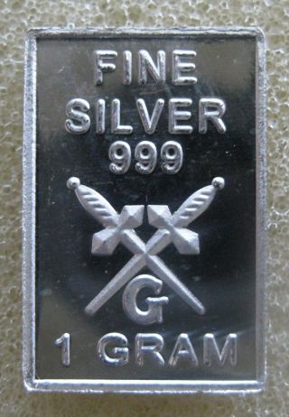 1 Gram Gr G.  999 Fine Pure Solid Silver Bullion Bar /masion photo