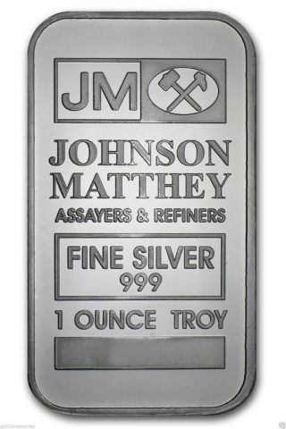 Jm Johnson Matthey Fine Silver 999 1 Ounce Troy Bar photo