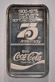 1975 Coca Cola 1 Oz.  999 Fine Silver Ingot Bar 75th Anniversary Rainbow Toning Silver photo 1