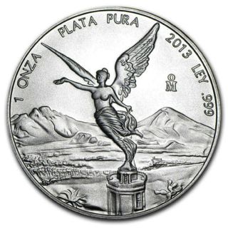 1 Oz Silver - - 2013 Mexican Libertad Silver Coin -.  999 Fine Silver - - - - - - - - - - - - photo