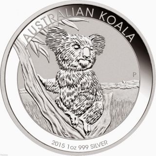 2015 - P 1 Oz Silver Australian Koala $1 Coin - Brilliant Uncirculated photo
