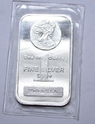 1troy Oz.  999,  Fine Bar Silver Walking Liberty Design Made In The U.  S.  A.  Unc photo