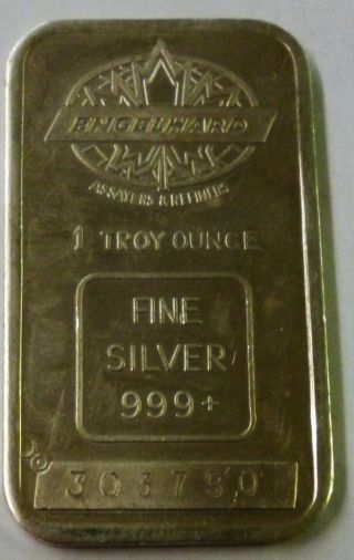 Old Engelhard Assayers & Refiners 1 Oz.  999 Fine Silver Bar photo