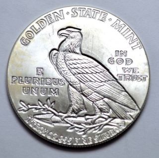 1929 Incuse Indian Design 1 Oz.  999 Fine Silver Round Bullion Collector Coin Bu, photo