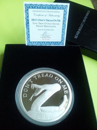 Silver 2013 Sbss 5 Oz Don ' T Tread On Me Proof (1 Of 100) - Silver Shield Series photo