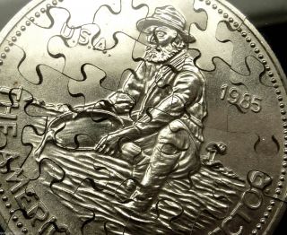 1985 Engelhard Prospector Jigsaw Puzzle Coin 1 Oz American.  999 Bullion Silver photo