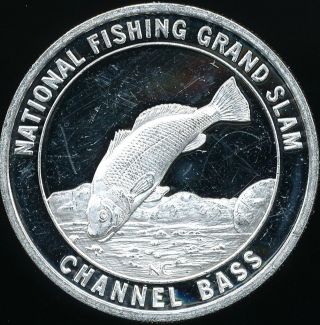 Nafc Channel Bass 1 Troy Oz.  999 Fine Silver Art Round photo
