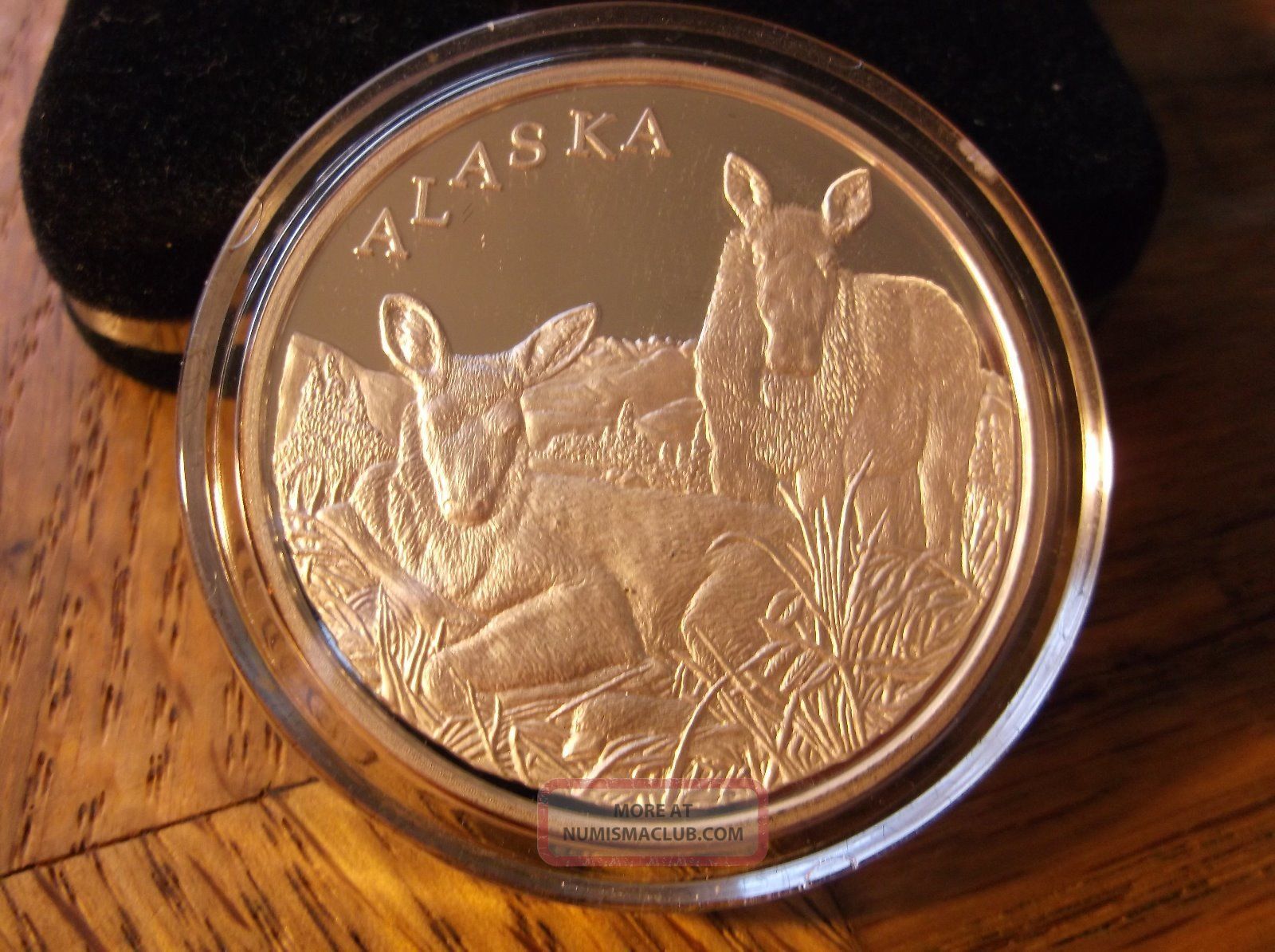 1 Troy Oz. 999 Fine Proof Silver Alaska " Moose & Calf Medallion