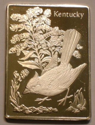 Kentucky State Flower & Bird 1.  2 Oz Silver Goldenrod & Kentucky Cardinal photo