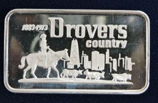 1 Oz.  999 Silver 1973 Drovers Country National Bank Of Chicago Art Bar photo
