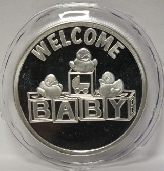 Welcome Baby 2014 Toy Blocks Ducks - 1 Oz.  999 Silver Round / Medal - Sab Jf622 photo