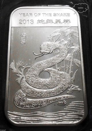 2013 Year Of The Snake {uncirculated & Sealed} 1 Troy Oz.  999 Fine Silver Bar photo