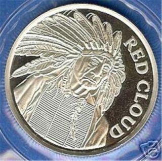 Silver Round Indian Chief Red Cloud Native American View.  999 @ R_and_l Art photo