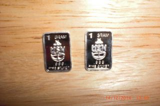 2 X 1 G.  999 Fine Silver Bar Us Navy With Anchor photo