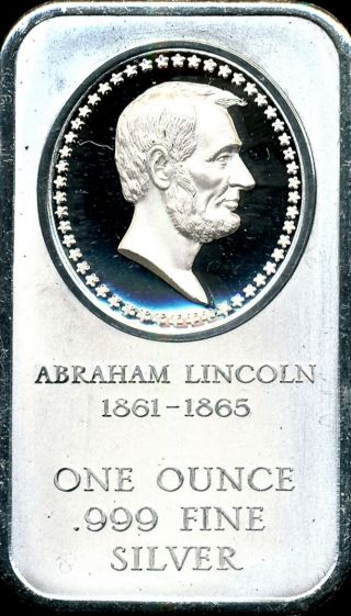 Abraham Lincoln 1 Troy Oz.  999 Fine Presidential Silver Art Bar photo