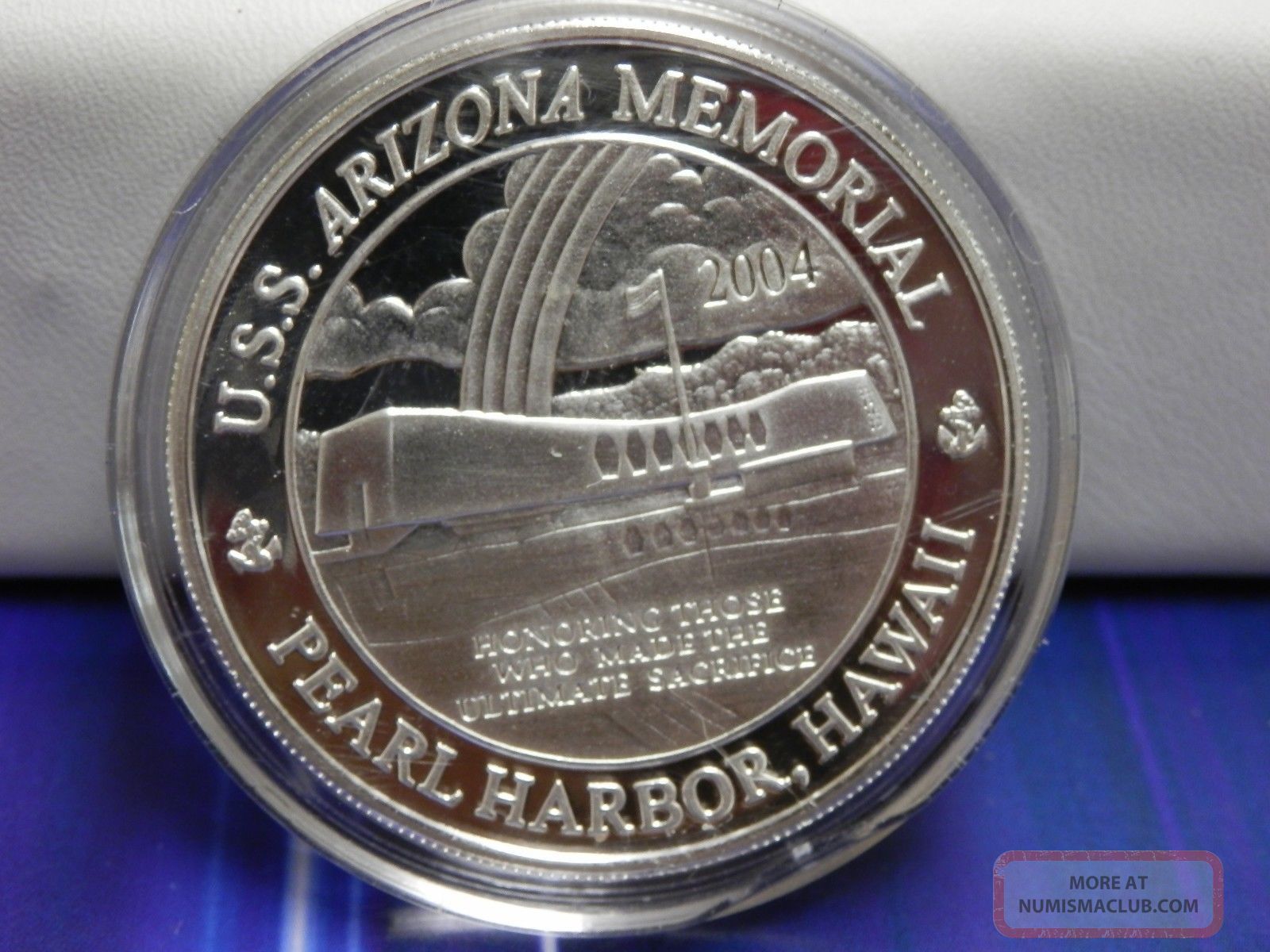 2004 Pearl Harbor Uss Arizona Memorial Coin 1 Oz Fine Silver 999