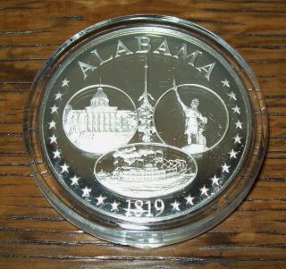 1976 Proof Sterling Silver 33 Gram Alabama Franklin State Medal 1 Oz Rare photo