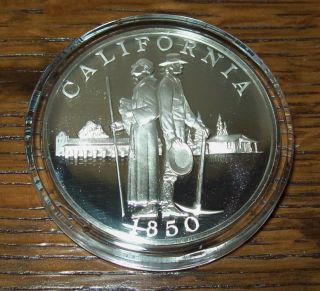 1976 Proof Sterling Silver 33 Gram California Franklin State Medal 1 Oz photo