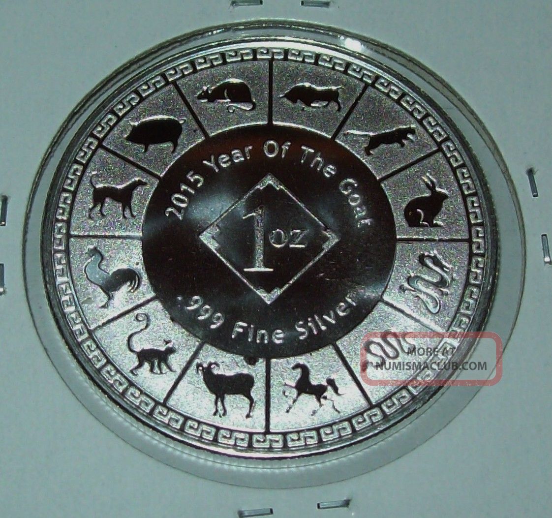 2015 Lunar Goat 1 Oz. 999 Fine Silver Round Lunar Calendar Design